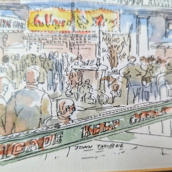 Original Watercolor + Ink English - Signed John Thorne - 1990 - Covent Garden Market - Matted Art