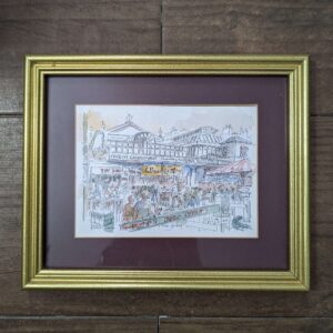 Original Watercolor + Ink English - Signed John Thorne - 1990 - Covent Garden Market - Matted Art
